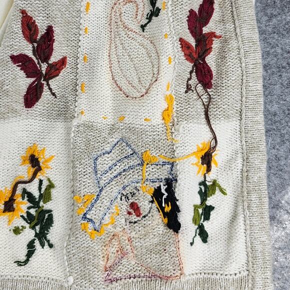 Vintage Bobbie Brooks Fall Sweater Vest Set Scarecrows Gourds Women L Grannycore - Picture 8 of 16